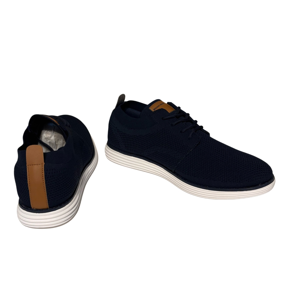 Men's Knit Lace-Up Sneakers in Navy with White Sole - Picture 5 of 9